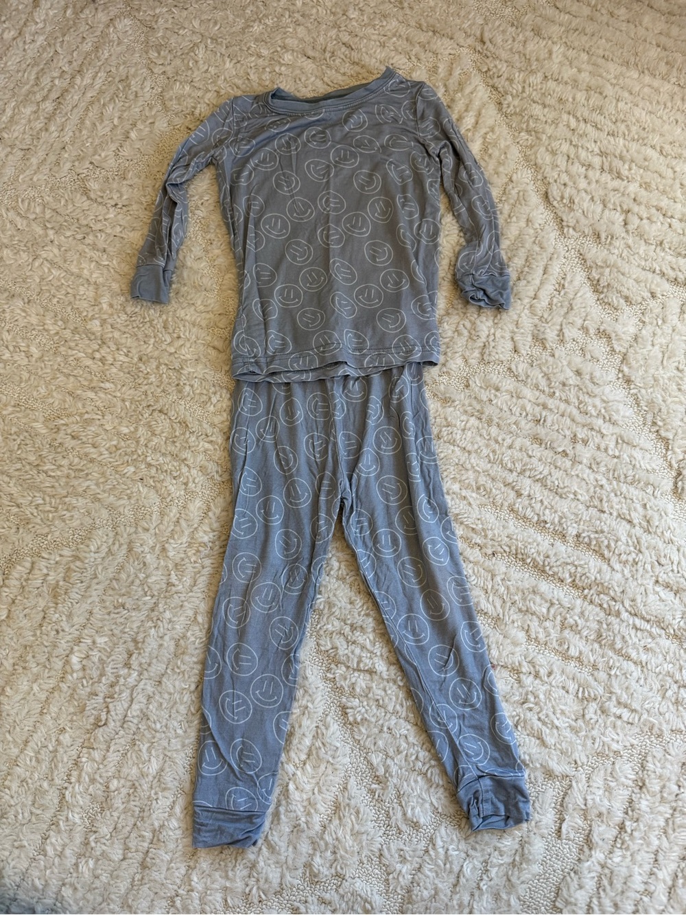 Little One Shop Blue Smiley Face Two piece Pajama Set